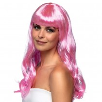 PERRUQUE ROSE CLAIR CHEVEUX LONG