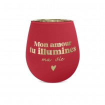PHOTOPHORE VERRE AMOUR SAINT VALENTIN ROUGE