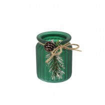 PHOTOPHORE VERRE MAT BRANCHE 9X7.5CM VERT ANGLAIS