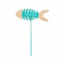 PIC DÉCO BOIS POISSON PLAGE 10X14CM BLEU