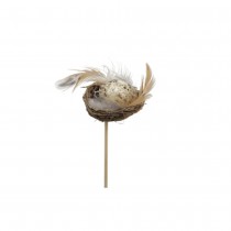 PIC DÉCORATIF NID OISEAU ŒUF CAILLE PLUME NATURE