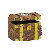 PIÑATA À CASSER COFFRE TRÉSOR 29X25X22CM MARRON