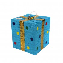 PIÑATA À CASSER PAQUET CADEAU POIS 23X25CM BLEU