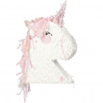 PIÑATA À CASSER PLIABLE LICORNE 41X48X10CM BLANC
