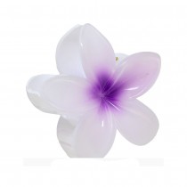PINCE À CHEVEUX PVC FLEUR HAWAÏ 8CM BLANC-LILAS