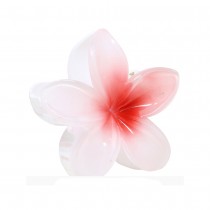 PINCE À CHEVEUX PVC FLEUR HAWAÏ 8CM BLANC-ROUGE