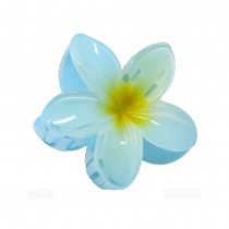 PINCE À CHEVEUX PVC FLEUR HAWAÏ 8CM TURQUOISE