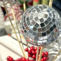 PIQUE BOULE À FACETTES DISCO 6CM ARGENT