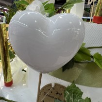 PIQUE CŒUR POLYSTYRÈNE LAQUÉ 7CM BLANC
