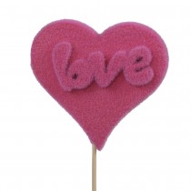 PIQUE CŒUR VELOUTÉ LOVE 10CM 30CM ROSE