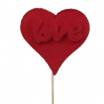 PIQUE CŒUR VELOUTÉ LOVE 10CM 30CM ROUGE