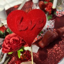 PIQUE CŒUR VELOUTÉ LOVE 10CM 30CM ROUGE
