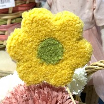 PIQUE FLEUR TISSU PELUCHEUX 40 CM JAUNE VERT