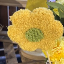 PIQUE FLEUR TISSU PELUCHEUX 40 CM JAUNE VERT