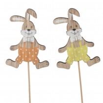 PIQUE LAPIN AMUSANT BOIS 38.5CM JAUNE ORANGE