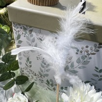 PIQUE PLUME VOLAILLE DÉCORATIF 9CM BLANC