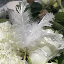 PIQUE PLUME VOLAILLE DÉCORATIF 9CM BLANC