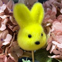 PIQUE TÊTE LAPIN TISSU FLOQUÉ 37.5CM JAUNE