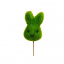 PIQUE TÊTE LAPIN TISSU FLOQUÉ 37.5CM VERT