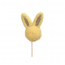 PIQUE TÊTE LAPIN TISSU PELUCHEUX 43CM JAUNE