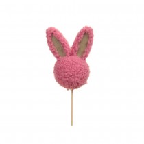 PIQUE TÊTE LAPIN TISSU PELUCHEUX 43CM ROSE