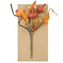 PIQUET CITROUILLES FEUILLES DE CHÊNE 19CM ORANGE