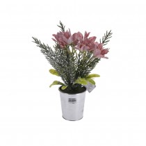 PLANTE ARTIFICIELLE FLEURS POT MÉTAL 16X14X7.5CM