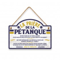 PLAQUE BOIS DÉCORATIVE PRIÈRE LA PÉTANQUE 20CM