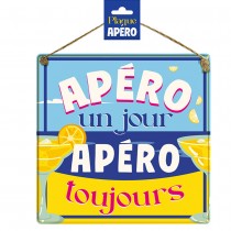 PLAQUE MÉTAL APÉRO 19.5CM BLEU