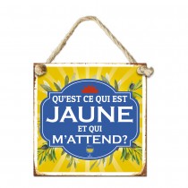 PLAQUE MÉTAL DÉCORATIVE APÉRO 20CM JAUNE