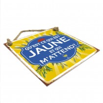 PLAQUE MÉTAL DÉCORATIVE APÉRO 20CM JAUNE