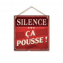 PLAQUE MÉTAL WC SILENCE CA POUSSE