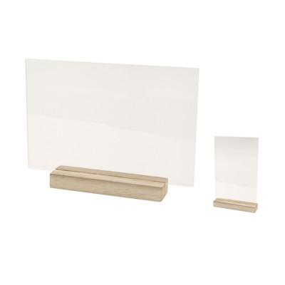 PLAQUE TRANSPARENTE SUR SOCLE BOIS 19X12CM