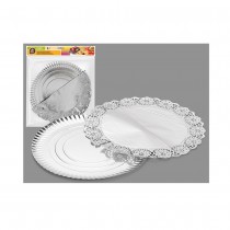 PLAT ROND 30CM AVEC DENTELLE - ARGENT