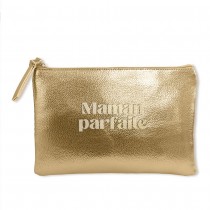 POCHETTE MAMAN PARFAITE SIMILICUIR 23X17CM OR