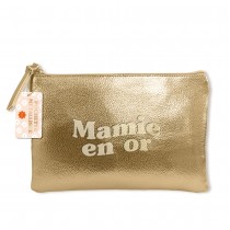 POCHETTE SIMILICUIR MAMIE EN OR 32X17CM