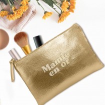 POCHETTE SIMILICUIR MAMIE EN OR 32X17CM