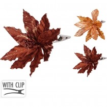 POINSETTIA ARTIFICIEL PAILLETTES SUR PINCE 12X4CM