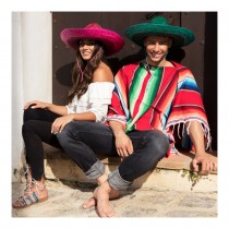 PONCHO MEXICAIN COULEURS VIVES 120CM ADULTE