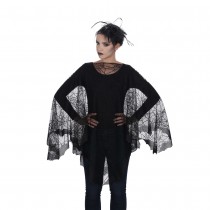 PONCHO TOILE ARAIGNEE NOIR