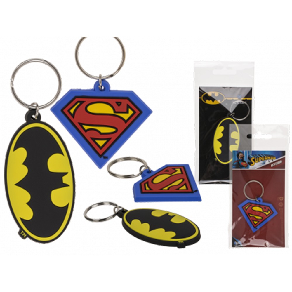 PORTE CLÉ CAOUTCHOUC SUPERMAN BATMAN