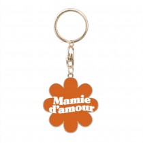 PORTE-CLEFS MÉTAL FLEUR ORANGE MAMIE D\'AMOUR