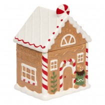 POT À BISCUITS CÉRAMIQUE MAISON 14X17X25CM CARAMEL