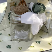 POT CARRÉ BAPTÊME BOUCHON LIÈGE 4X6CM TRANSPARENT