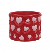 POT CIMENT CYLINDRE CUR ROSE 11X9CM ROUGE