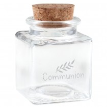 POT VERRE CARRÉ COMMUNION BOUCHON LIÈGE 4X4X6CM