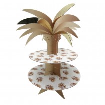 PRÉSENTOIR 2 ÉTAGES CARTON TROPICAL PARTY 37.5CM