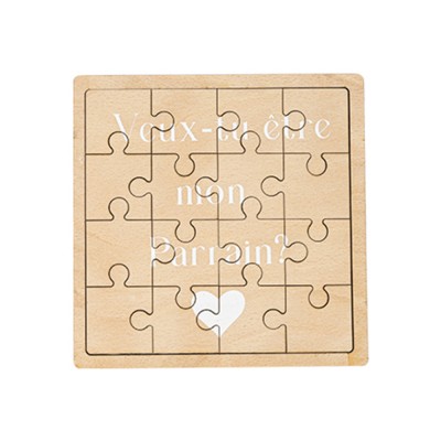 PUZZLE MESSAGE DEMANDE PARRAIN 15CM NATURE
