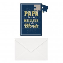 PUZZLE MESSAGE MEILLEUR PAPA ENVELOPPE 14CM BLEU