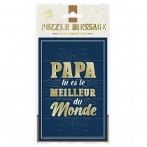 PUZZLE MESSAGE MEILLEUR PAPA ENVELOPPE 14CM BLEU